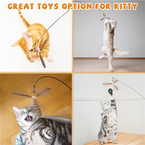 Cat Wand Toys, Interactive Cat Toys with 3 Feather Refills - Picture 5 of 7